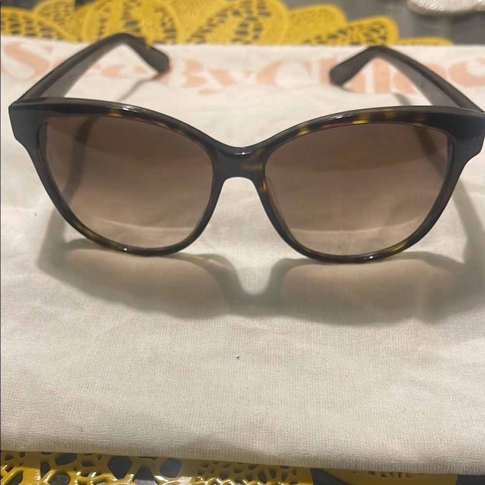 Yves Saint Laurent Brown Wayfarer Sunglasses